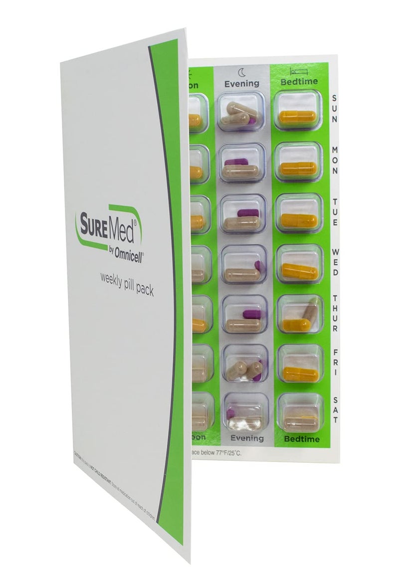 4 Times a Day Weekly XL Cold Seal Pharmacy Blister Pack System Cards for Pills Two Piece Unit Dose TriFold Booklet Easy No Extra Equipment Needed 4X a Day Weekly 6 Pack